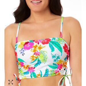 Salt+Cove Juniors' Retro Hibiscus Lace-Up Cami Bikini Top size Small New